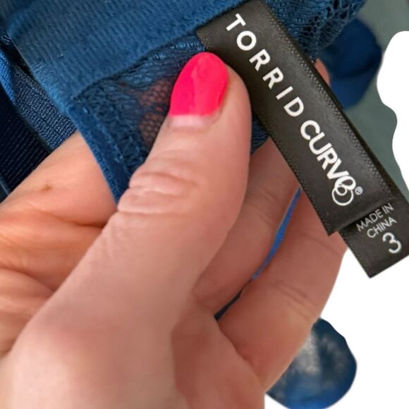 Torrid Poseidon Blue Straps And Rings Plus Size Sexy Lingerie Lace Bodysuit - Picture 11 of 14